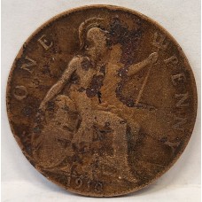 GREAT BRITAIN UK 1910 . ONE 1 PENNY